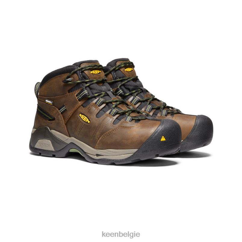 Heren Detroit xt waterdichte laars (stalen neus) cascadebruin/bronsgroen KEEN schoenen DPX8V245