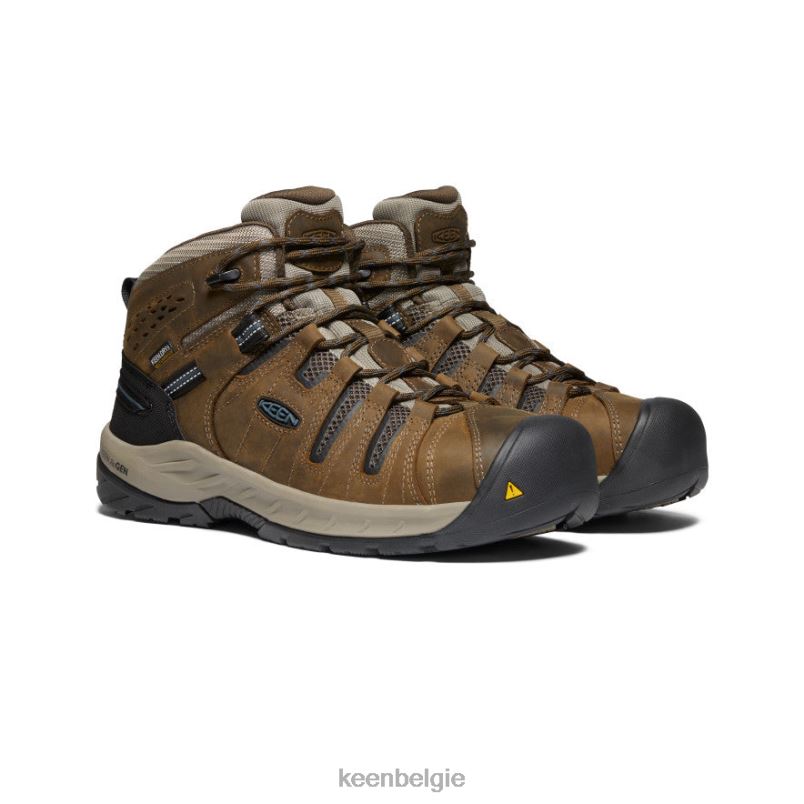 Heren flint ii waterdichte laars (stalen neus) cascadebruin/orionblauw KEEN schoenen DPX8V181
