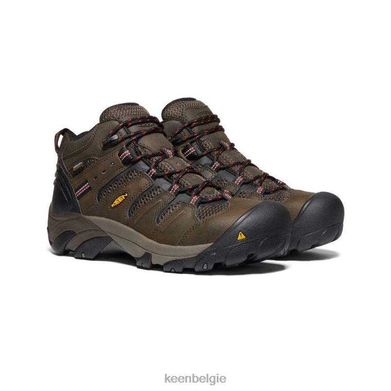 Heren lansing midden waterdicht (stalen neus) cascade bruin/gestroomd KEEN schoenen DPX8V92