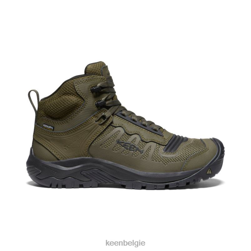 Heren reno kbf waterdicht midden (zachte teen) donker olijf/zwart KEEN schoenen DPX8V6