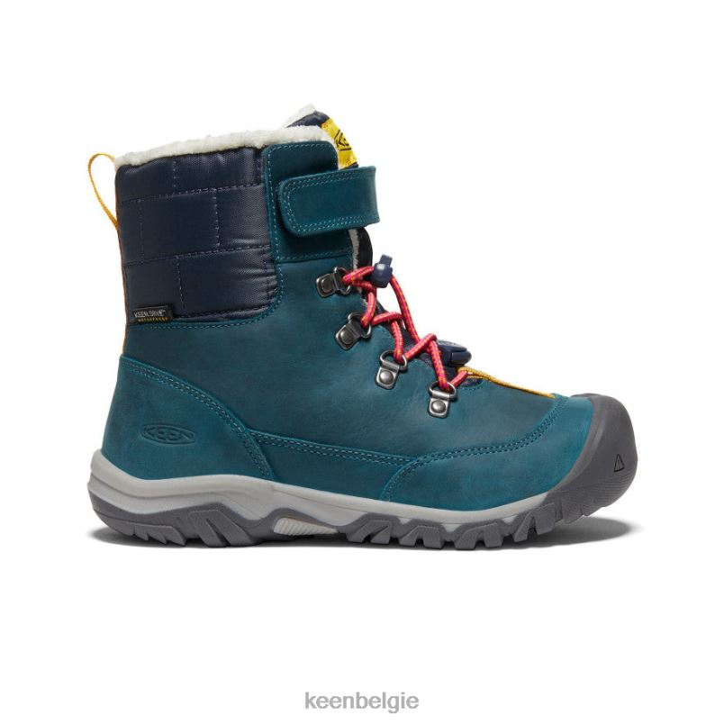 Grote kinderen Greta waterdichte laars blauw koraal/roze pauw KEEN schoenen DPX8V1015