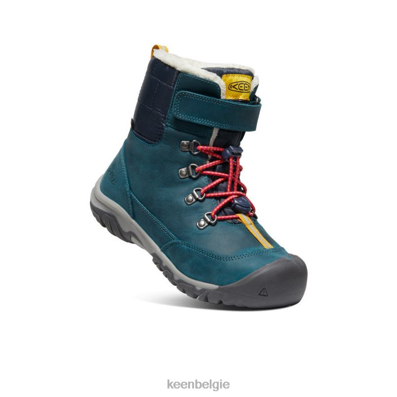 Grote kinderen Greta waterdichte laars blauw koraal/roze pauw KEEN schoenen DPX8V1015