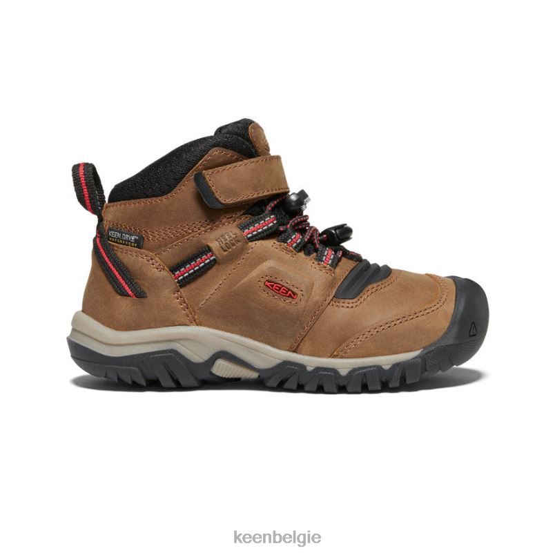 kleine kinderen Ridgeflex waterdichte laars bizons/rode loper KEEN schoenen DPX8V905