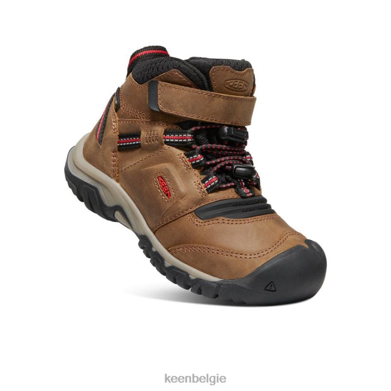 kleine kinderen Ridgeflex waterdichte laars bizons/rode loper KEEN schoenen DPX8V905