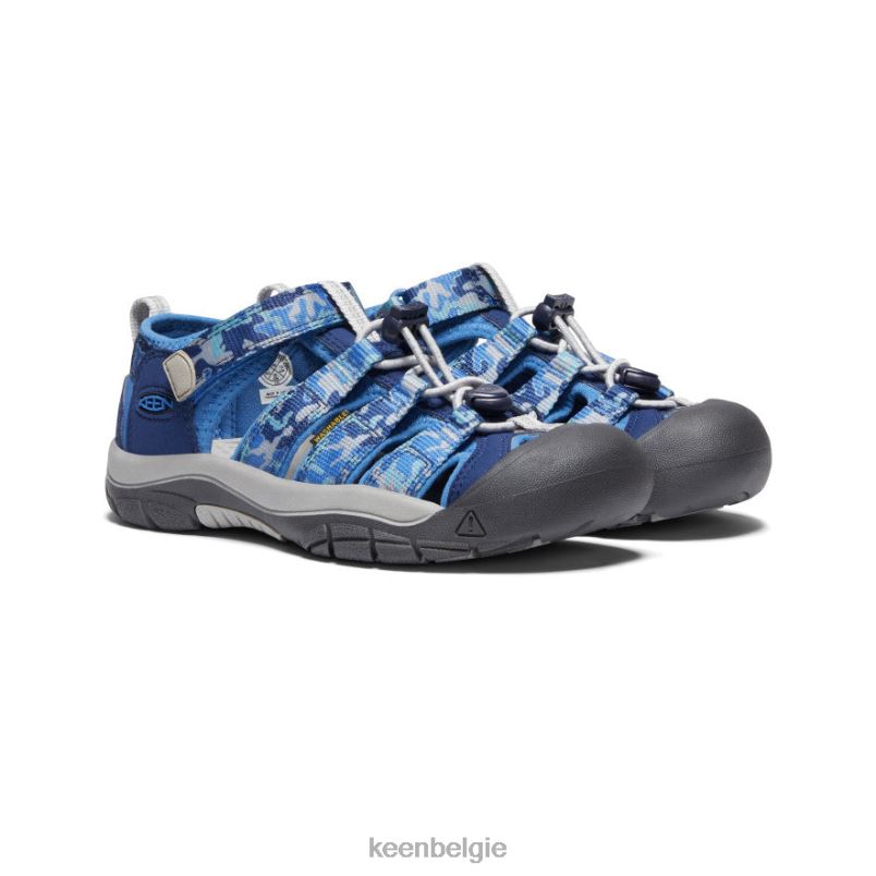 Grote kinderen nieuwpoort h2 camouflage/helder kobalt KEEN schoenen DPX8V767