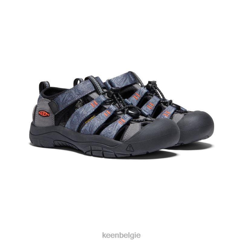 Grote kinderen nieuwpoort h2 staalgrijs/zwart KEEN schoenen DPX8V755