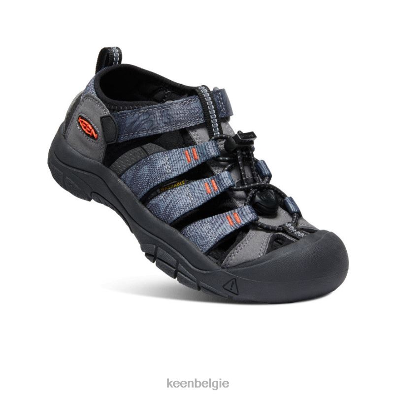 Grote kinderen nieuwpoort h2 staalgrijs/zwart KEEN schoenen DPX8V755