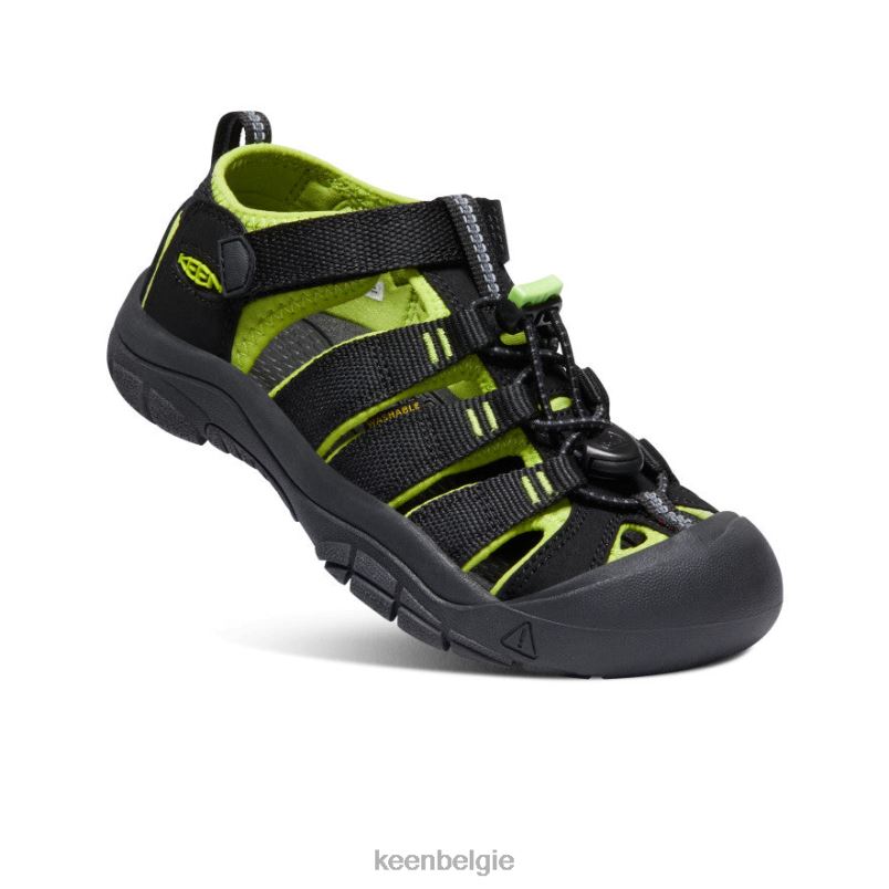 Grote kinderen nieuwpoort h2 zwart/limoengroen KEEN schoenen DPX8V764