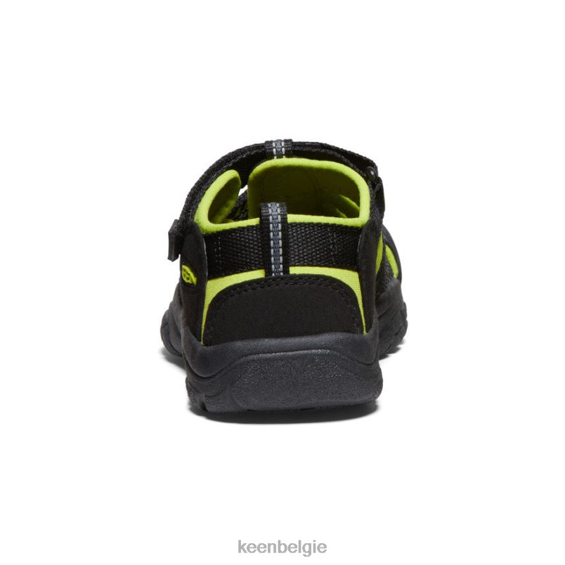 Grote kinderen nieuwpoort h2 zwart/limoengroen KEEN schoenen DPX8V764