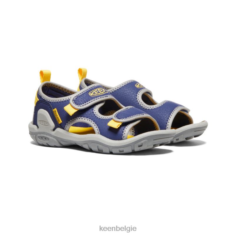 kleine kinderen knotch creek met open teen blauwe diepten/geel KEEN schoenen DPX8V771