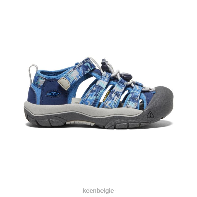 kleine kinderen nieuwpoort h2 camouflage/helder kobalt KEEN schoenen DPX8V748
