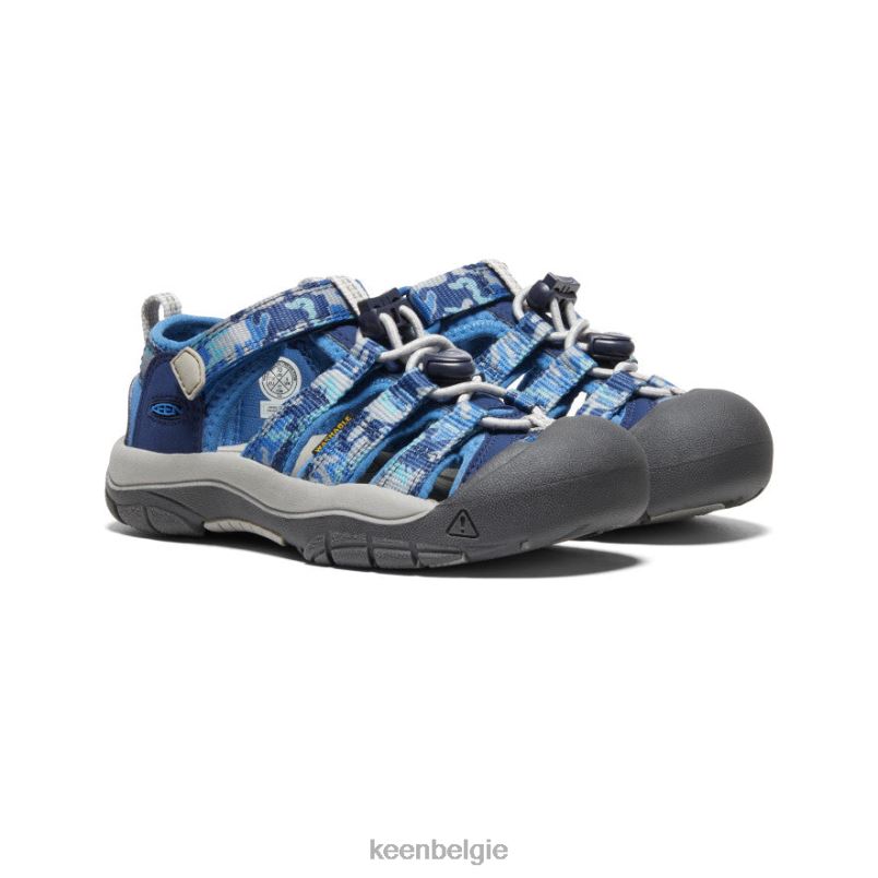 kleine kinderen nieuwpoort h2 camouflage/helder kobalt KEEN schoenen DPX8V748