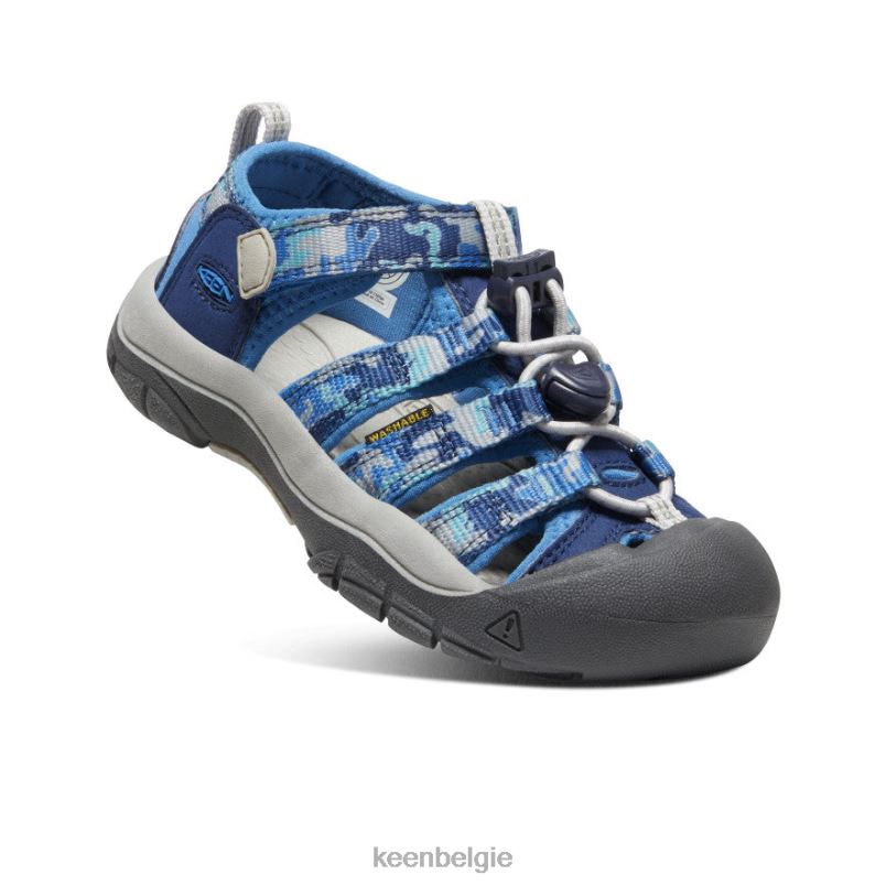 kleine kinderen nieuwpoort h2 camouflage/helder kobalt KEEN schoenen DPX8V748