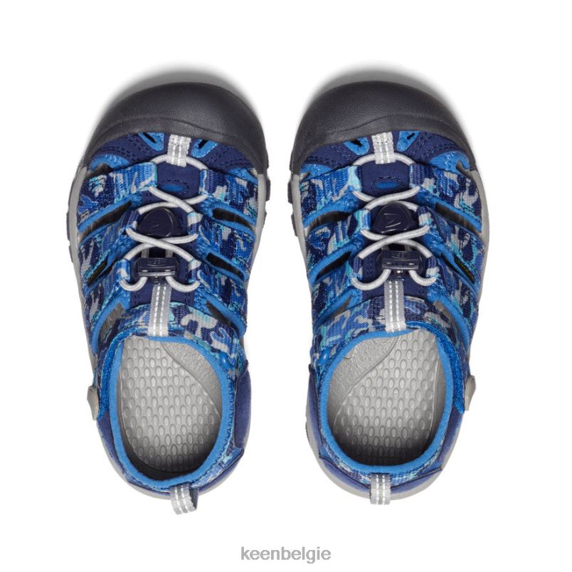kleine kinderen nieuwpoort h2 camouflage/helder kobalt KEEN schoenen DPX8V748