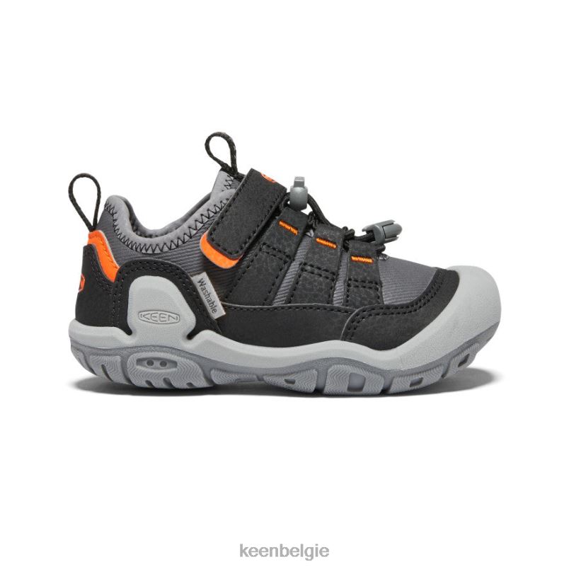 Grote kinderen geknoopte holle sneaker staalgrijs/veiligheidsoranje KEEN schoenen DPX8V908