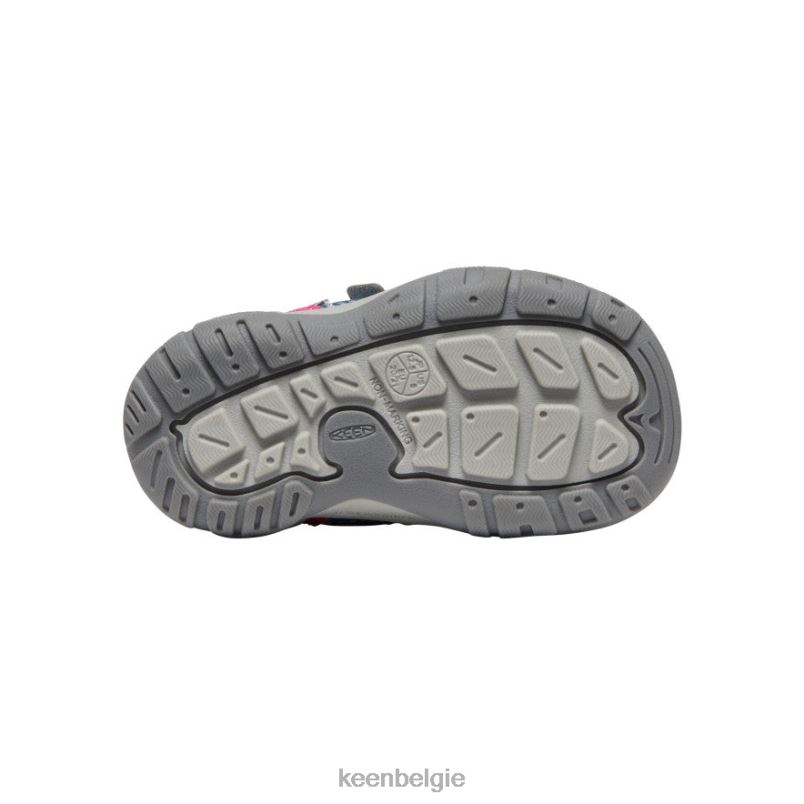 peuters knotch holle sneaker met dubbele band blauw koraal/roze pauw KEEN schoenen DPX8V959