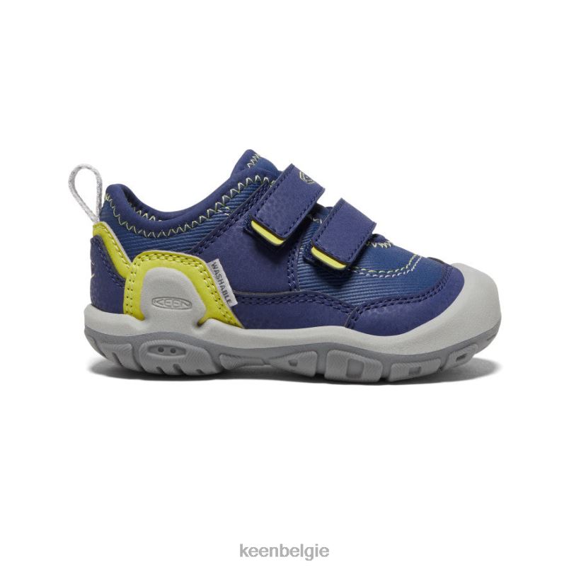 peuters knotch holle sneaker met dubbele band blauwe diepten/teunisbloem KEEN schoenen DPX8V958
