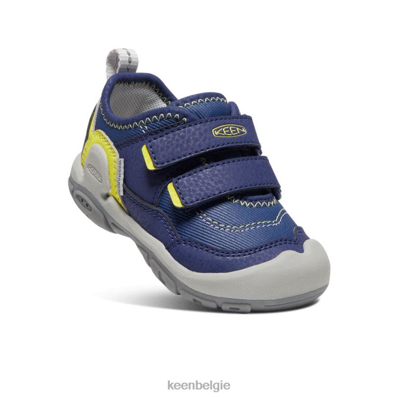 peuters knotch holle sneaker met dubbele band blauwe diepten/teunisbloem KEEN schoenen DPX8V958