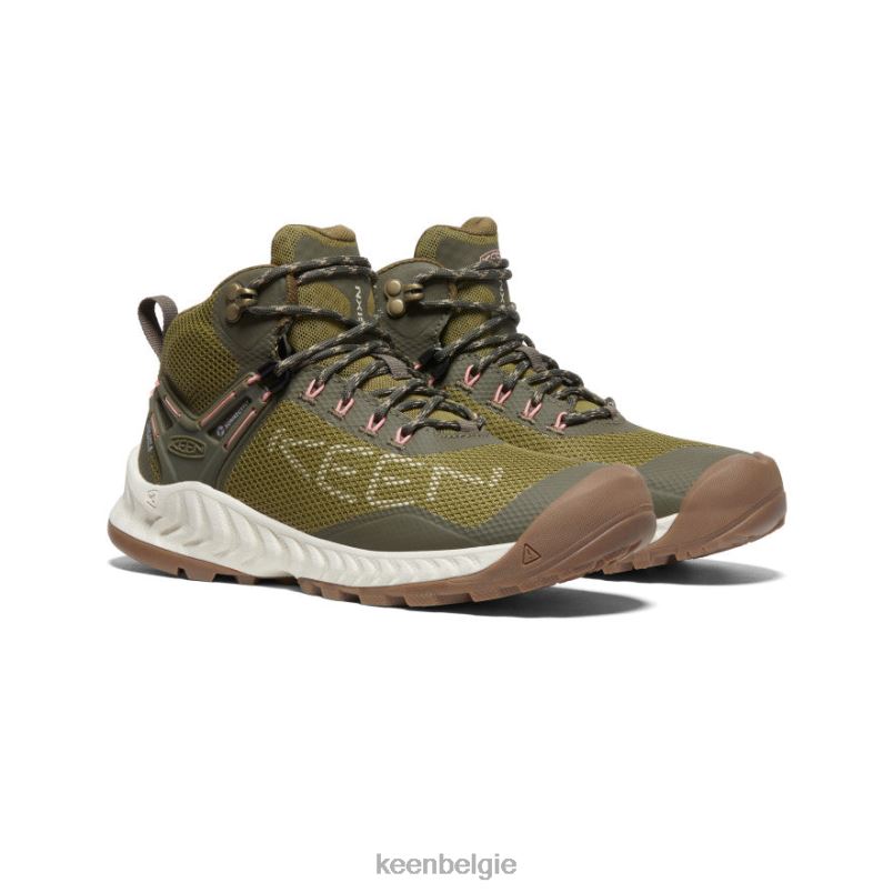 vrouwen nxis evo waterdichte laars olijfgroen/zilverberk KEEN schoenen DPX8V468