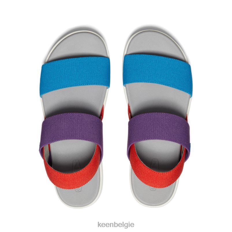 vrouwen Elle sandaal met band charisma/rode klei/fjordblauwe tri-tone KEEN schoenen DPX8V419