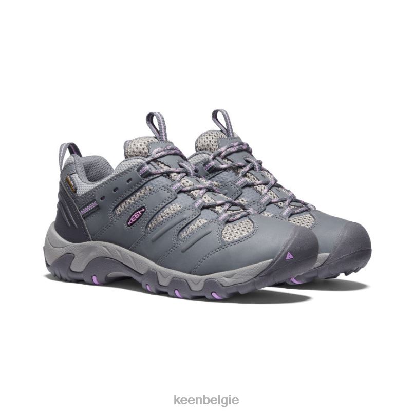 vrouwen Koven waterdichte schoen staalgrijs/Afrikaans violet KEEN schoenen DPX8V665