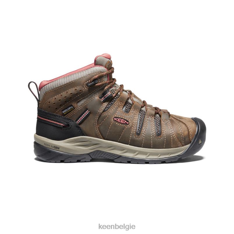 vrouwen Flint II waterdichte laars (zachte neus) cascade bruin/baksteenstof KEEN schoenen DPX8V608